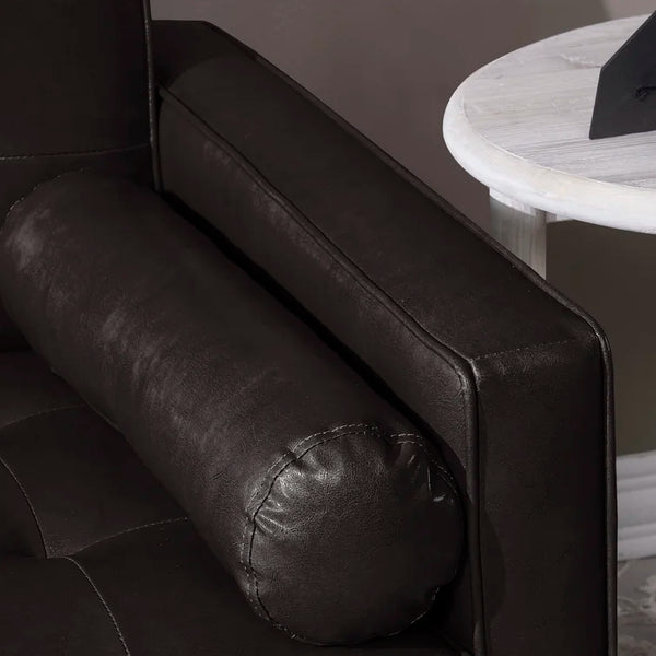 75'' Brown Faux Leather Square Arm Sofa