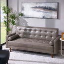 75'' Khaki Faux Leather Square Arm Sofa